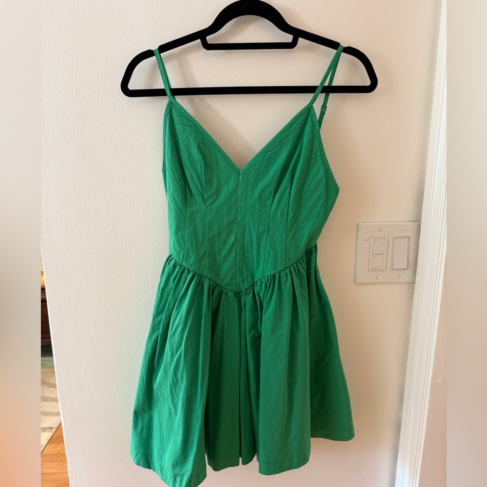 Aqua Green V-Neck Spaghetti Strap Dress